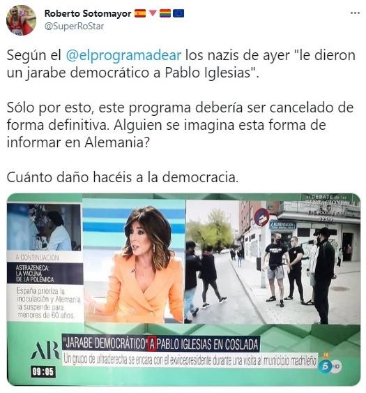 Roberto Sotomayor sepulta al programa de AR en Twitter