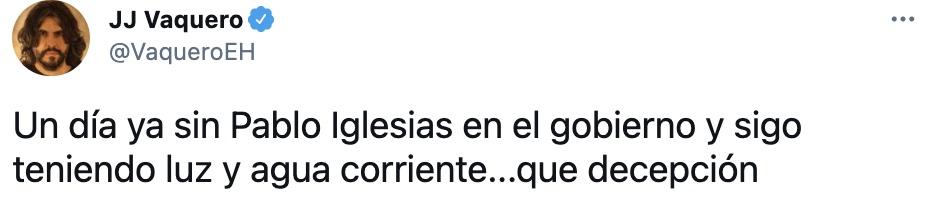 Tuit de JJ Vaquero sobre Iglesias Tuit de JJ Vaquero sobre Iglesias