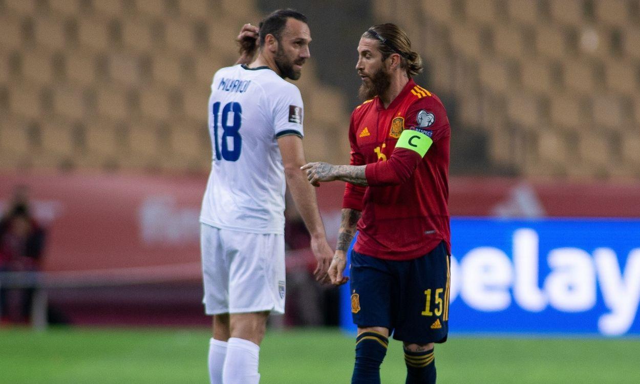 Sergio Ramos durante el partido España-Kosovo de la clasificación para el Mundial de Qatar