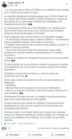 Mensaje de Iñigo Urkullu Mensaje de Iñigo Urkullu