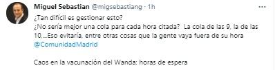 Mensaje de Miguel Sebastián sobre vacunación en el Wanda