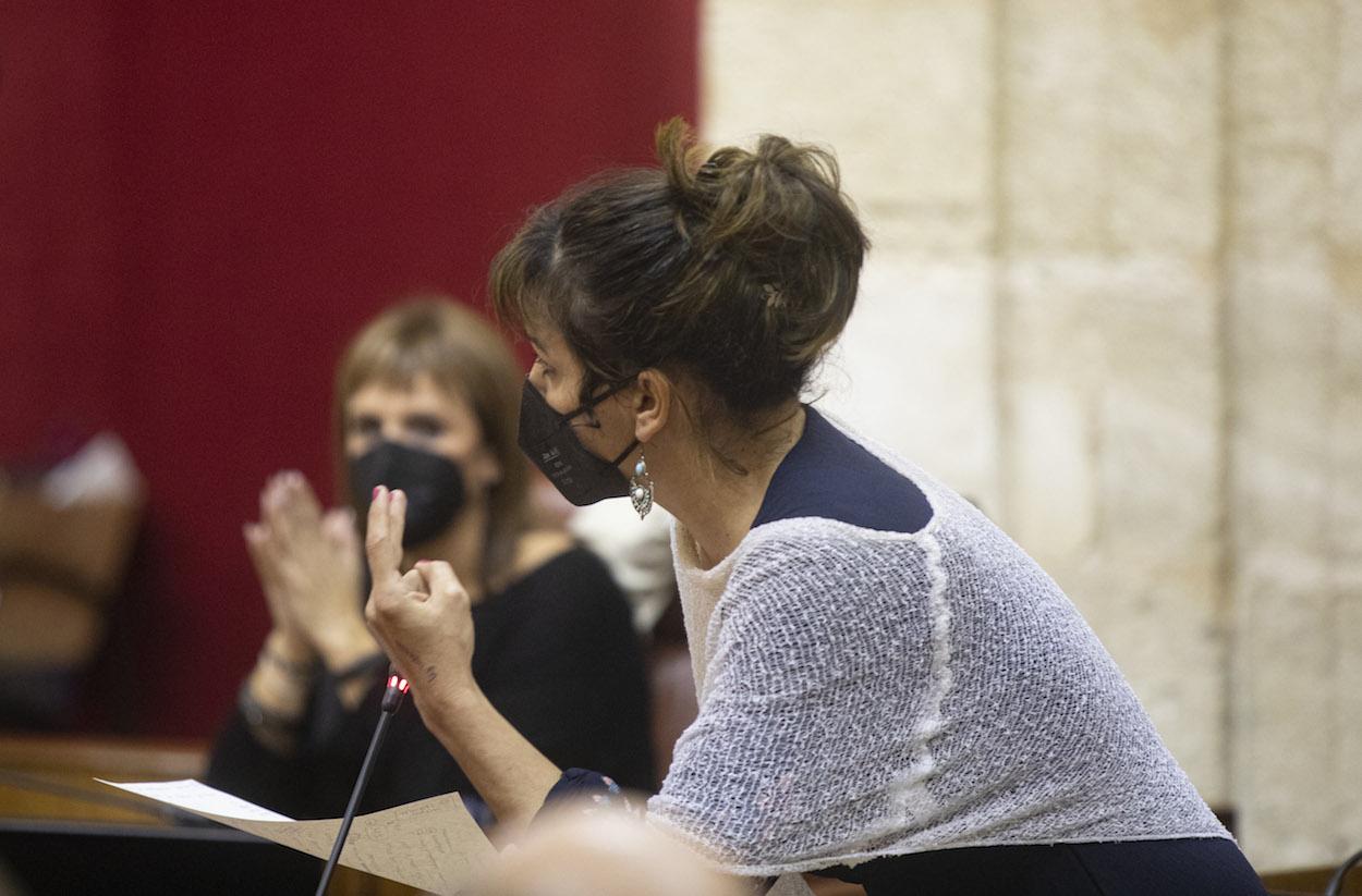 La diputada no adscrita Teresa Rodríguez, en el Pleno del Parlamento. MARÍA JOSÉ LÓPEZ/EP