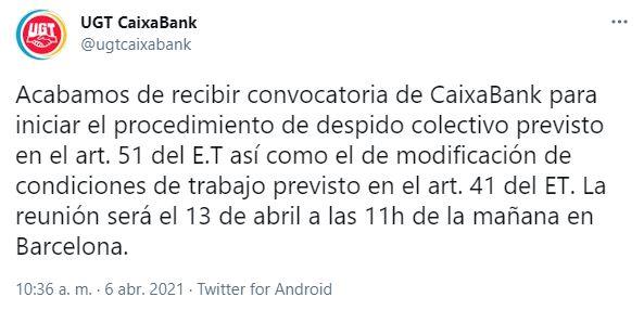 Tuit UGT CaixaBank Tuit UGT CaixaBank