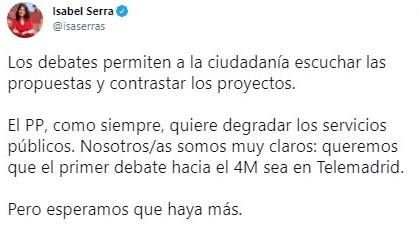 Isabel Serra, debate Telemadrid Isabel Serra, debate Telemadrid