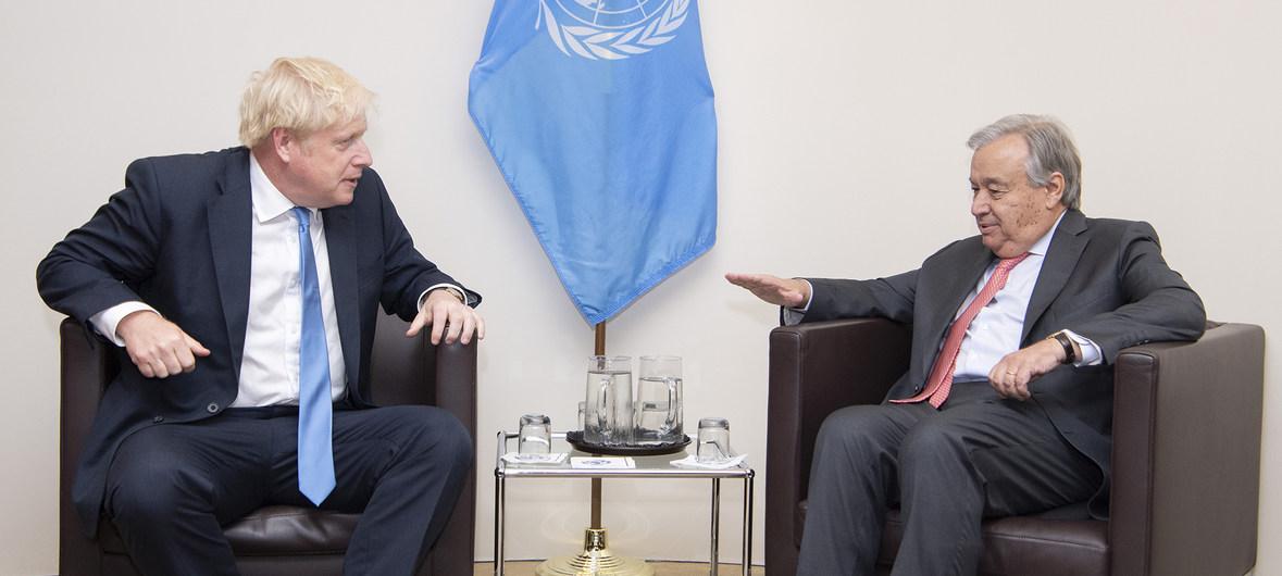 El Secretario General de Naciones Unidas, Antònio Guterres, con el Primer Ministro británico, Boris Johnson
