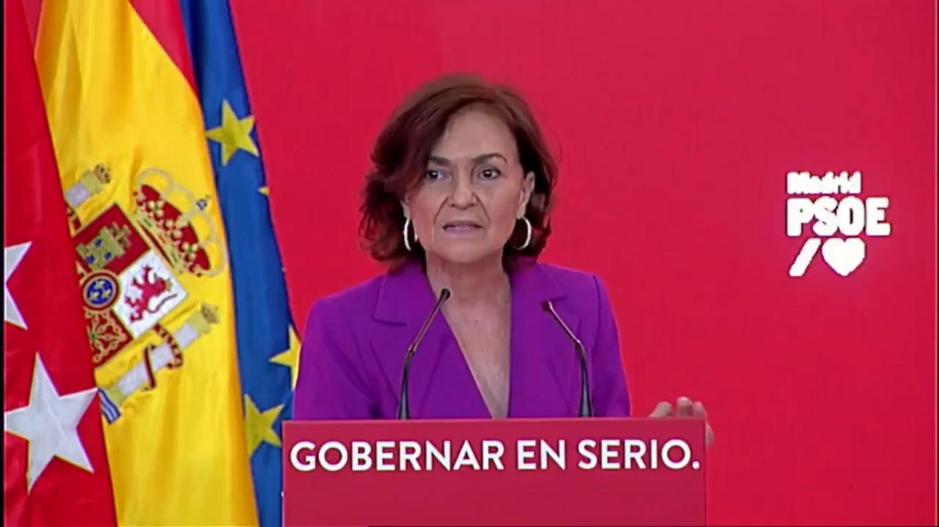 La vicepresidenta primera del Gobierno y secretaria de Igualdad del PSOE, Carmen Calvo. Fuente: PSOE.