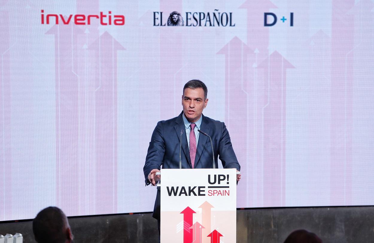 El presidente del Gobierno, Pedro Sánchez, durante su intervención en Wake Up Spain