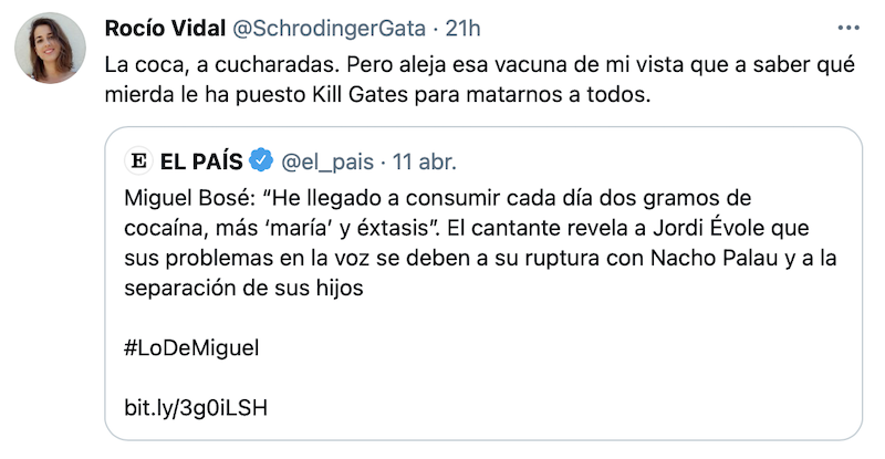 Tuit de Rocío Vidal Tuit de Rocío Vidal