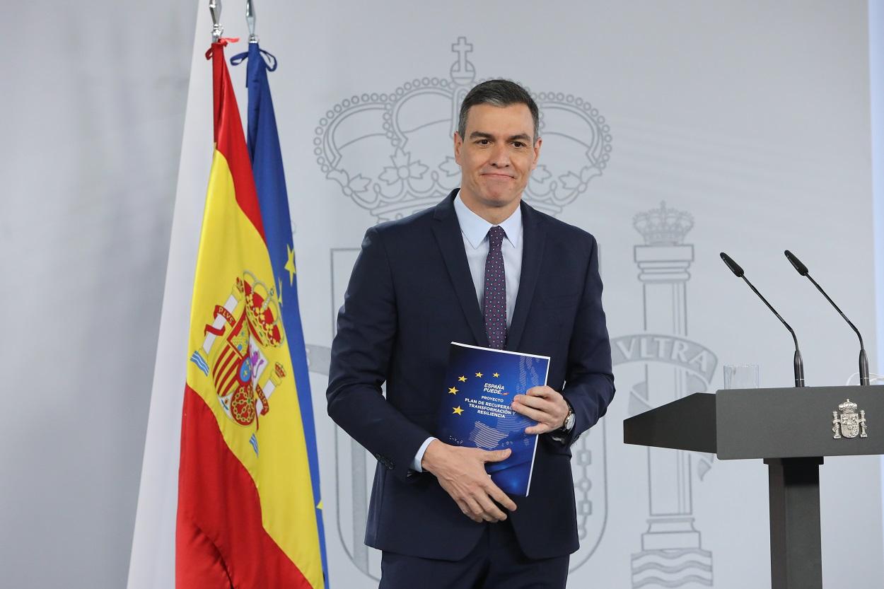 Pedro Sánchez en la presentación del Plan de Recuperación, Transformación y Resiliencia. Europa Press