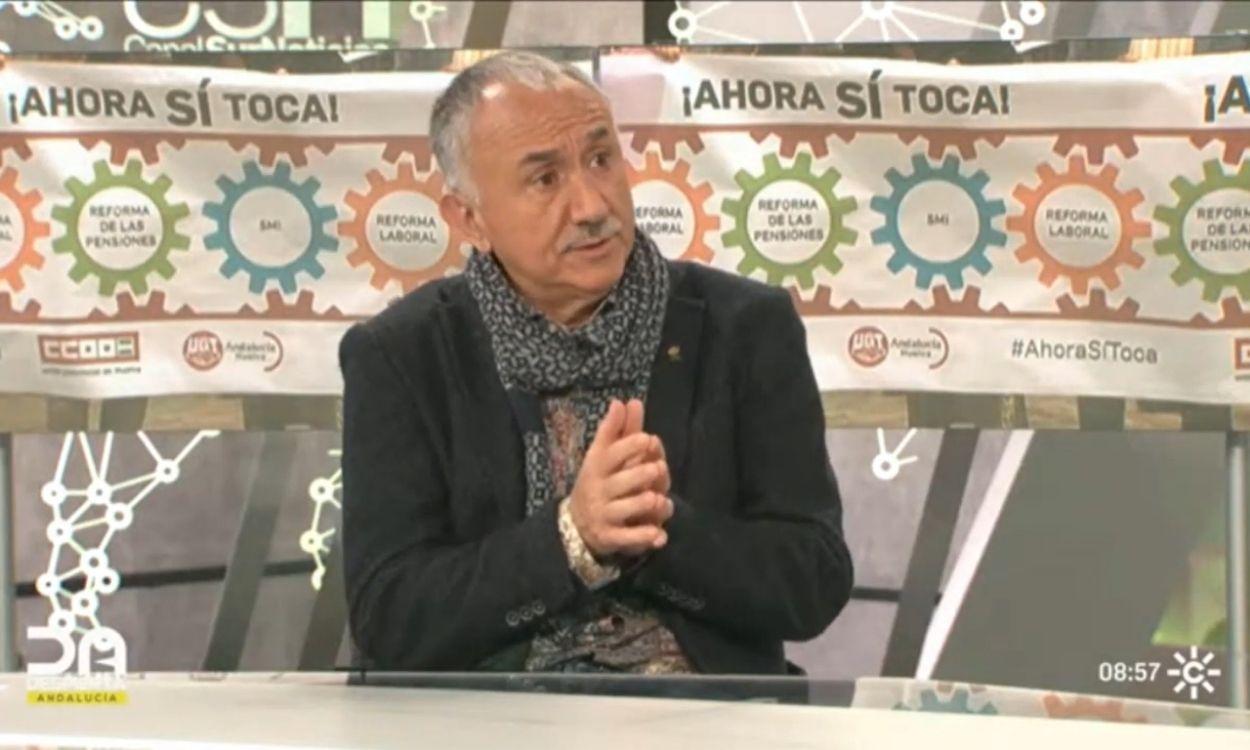 Pepe Álvarez, secretario general de UGT, en una entrevista en Canal Sur.