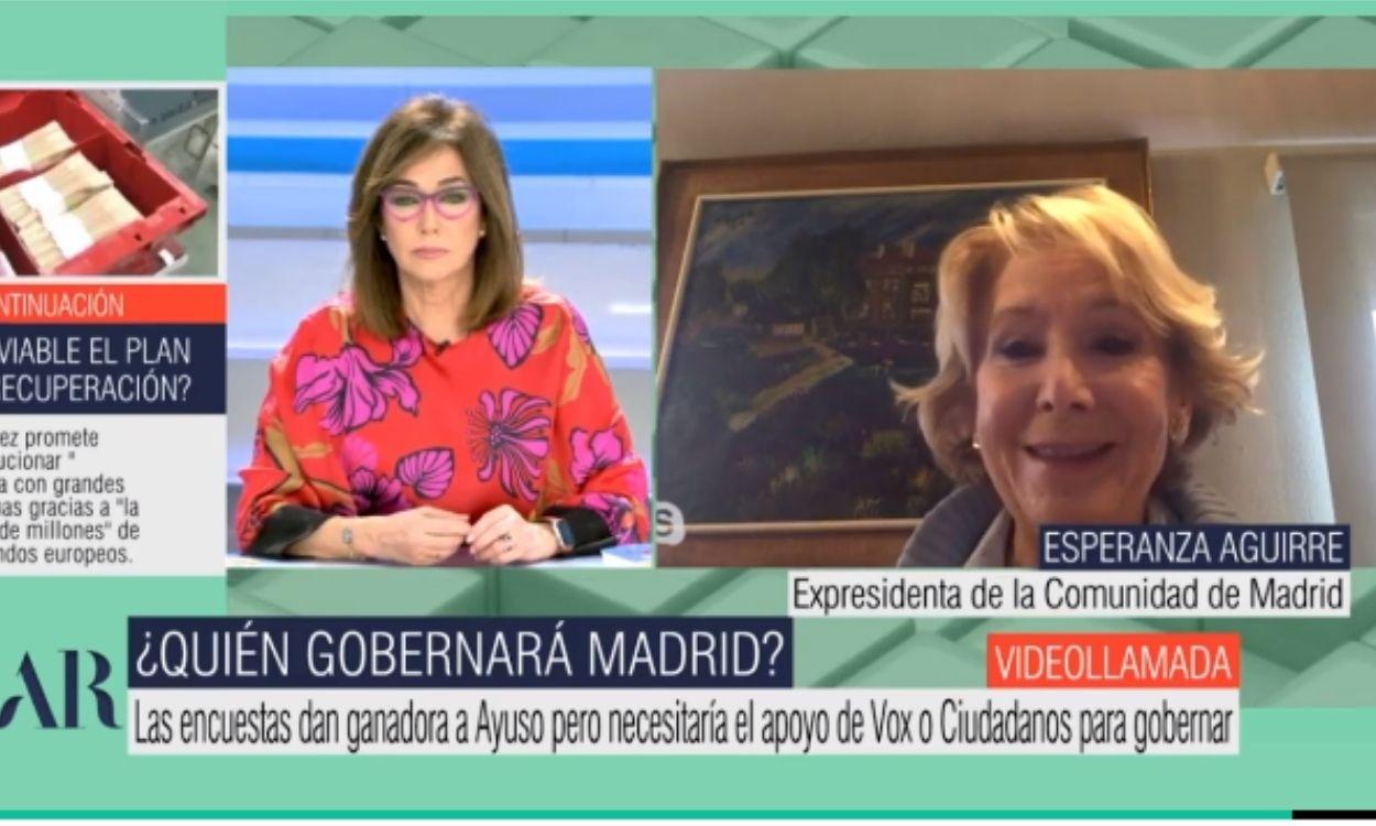 Esperanza Aguirre en 'El Programa de Ana Rosa', en Telecinco.