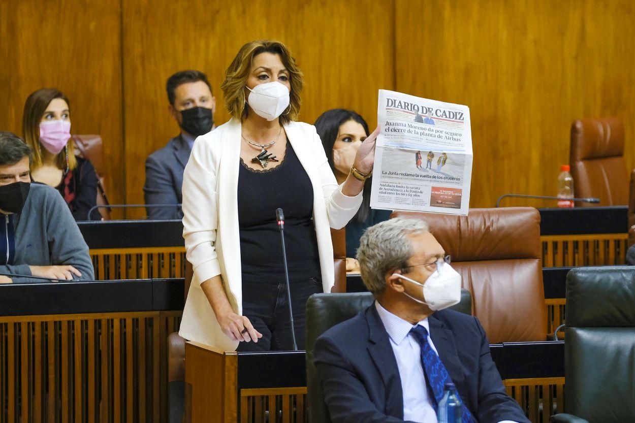 Susana Díaz, hoy en la sesión de control al Gobierno.