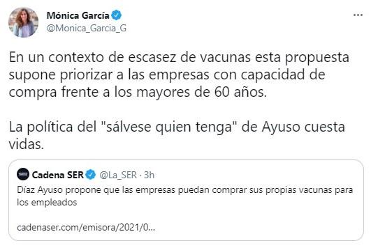 mónica garcía contra ayuso