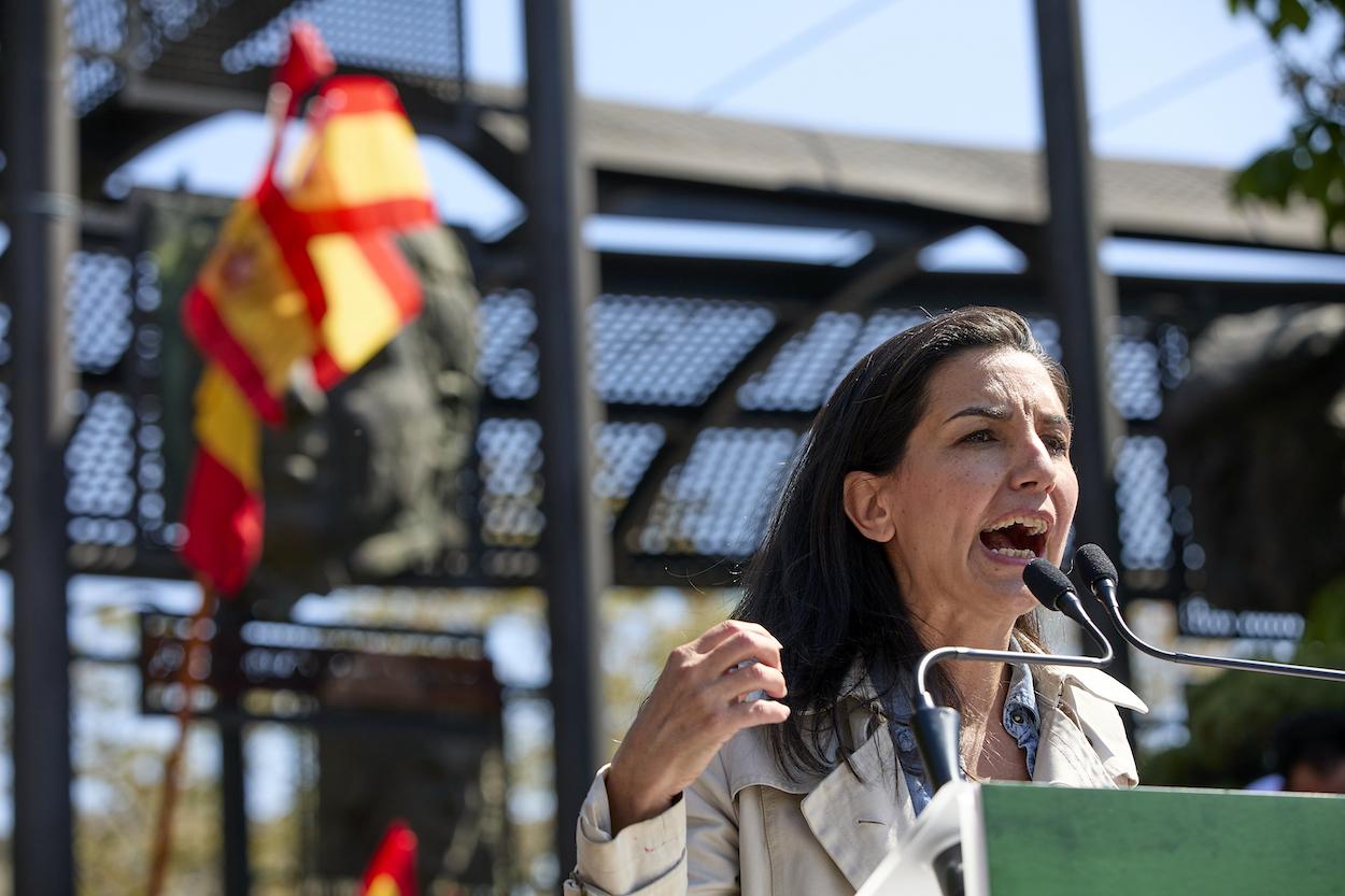  La candidata de Vox a la Presidencia de la Comunidad de Madrid, Rocío Monasterio, durante un acto de campaña