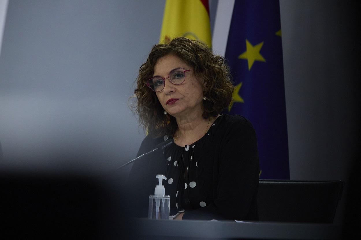 La ministra de Hacienda, María Jesús Montero, en la rueda de prensa posterior al Consejo de Ministros. Europa Press