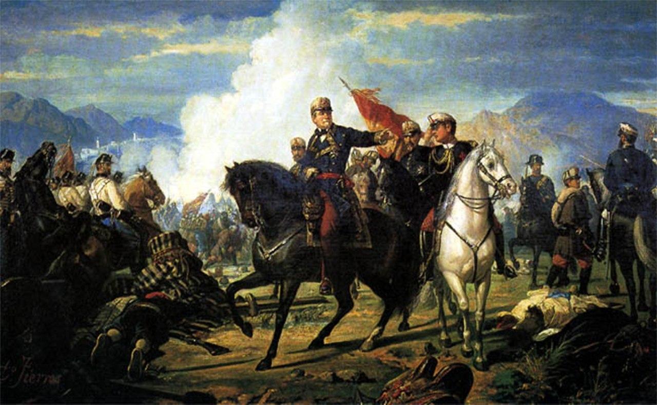 El lienzo representa la batalla de Tetuán, librada el día 31 de enero de 1860 entre el Ejército Español de África y el Ejército de Marruecos. 