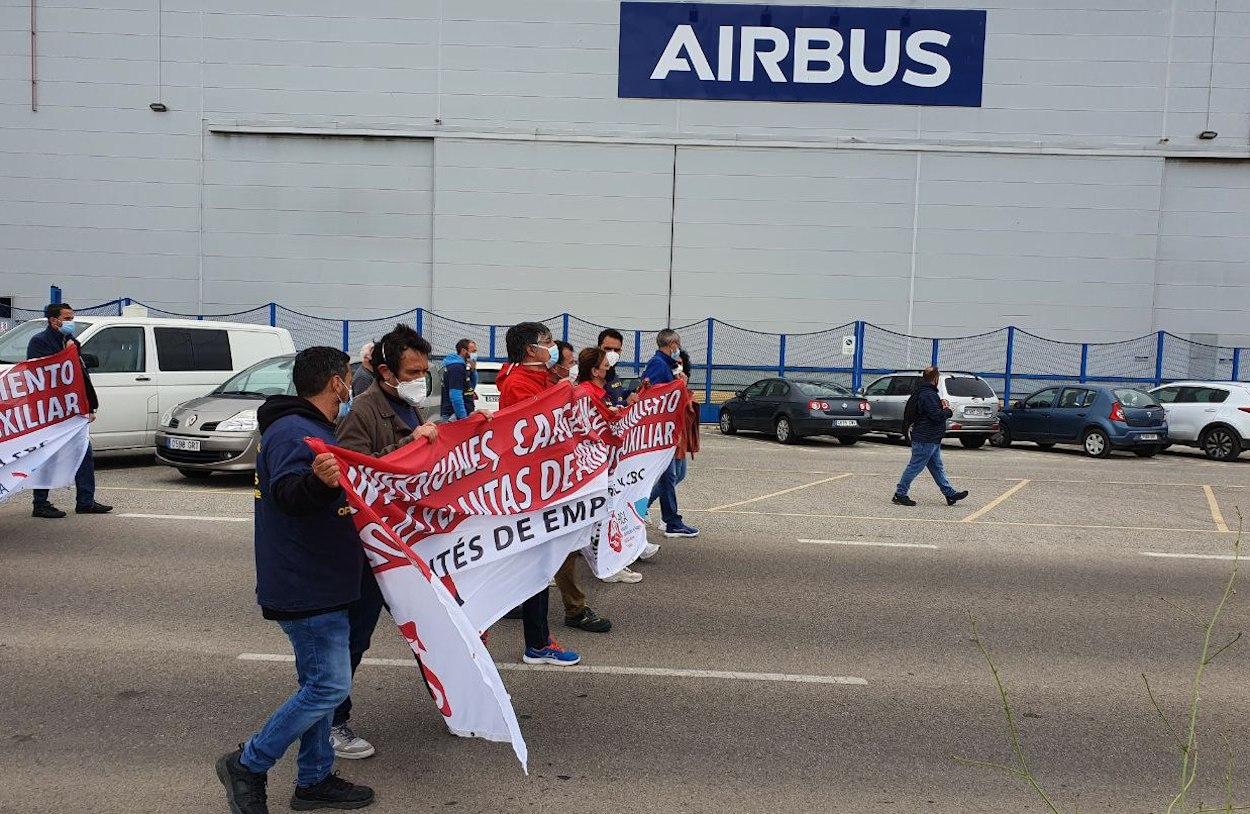 Protesta de trabajadores de Airbus.