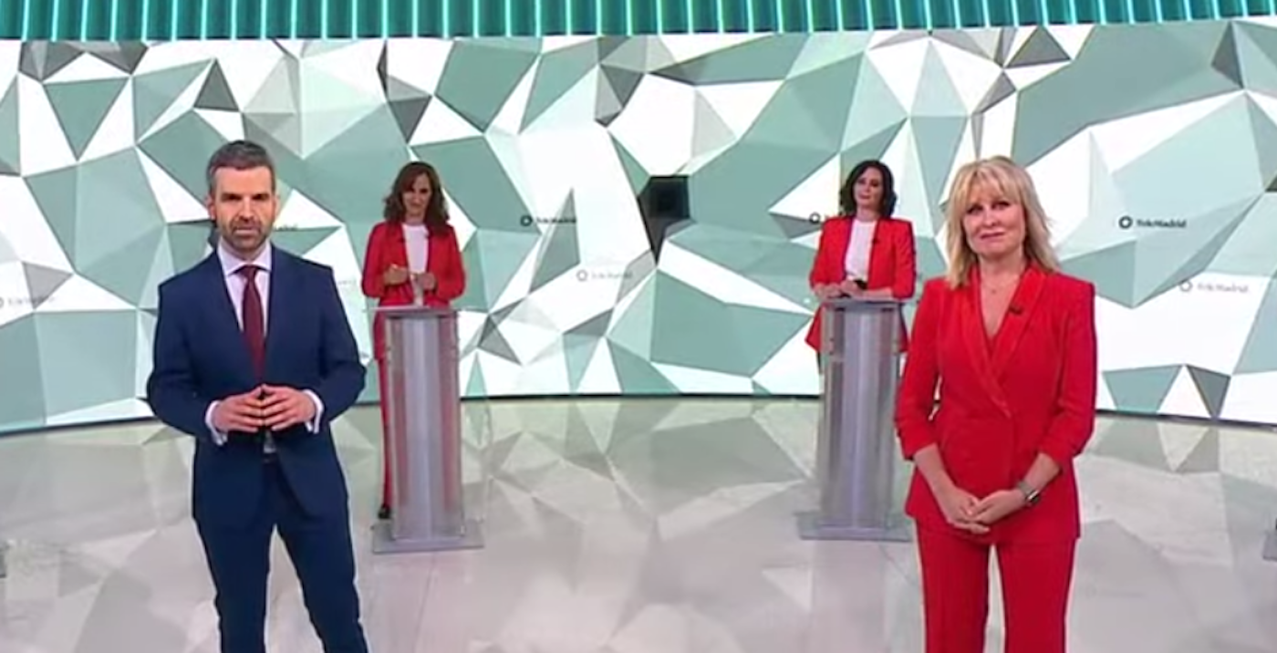 Mónica García y Díaz Ayuso en el debate de Telemadrid. TM