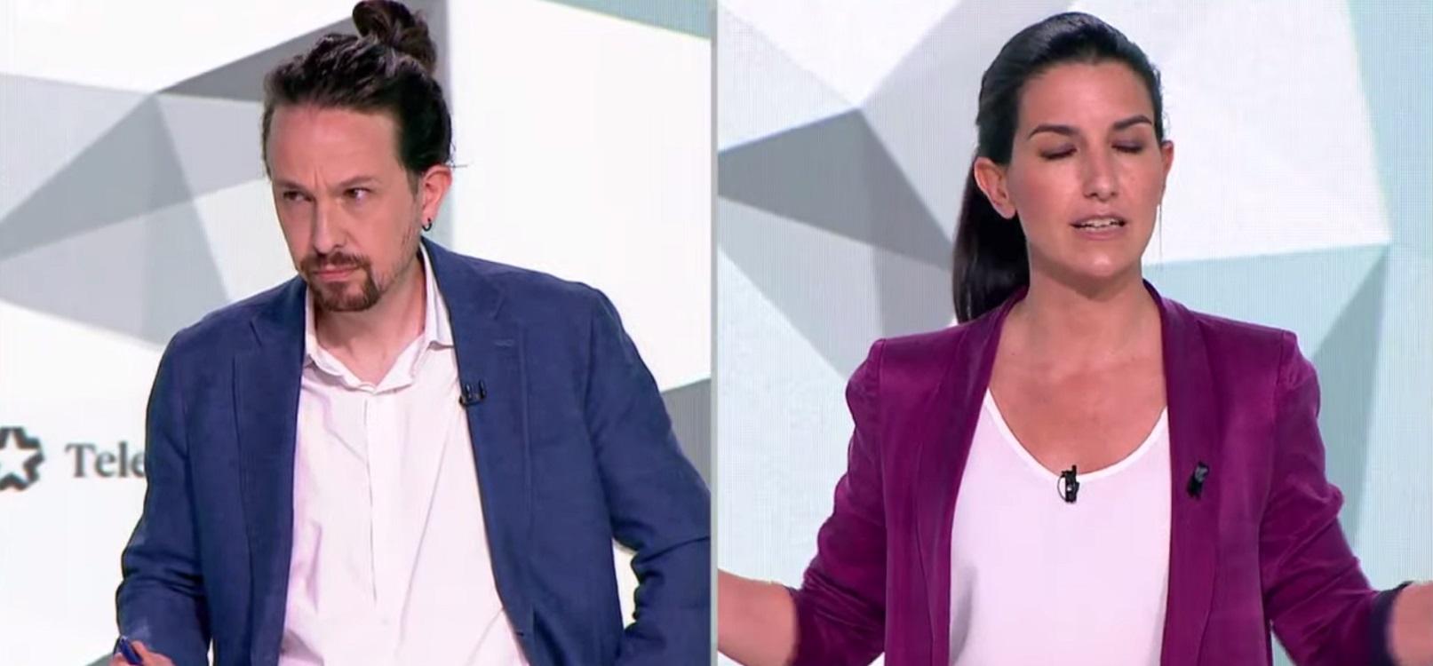 Pablo Iglesias y Rocío Monasterio en el debate. TM.