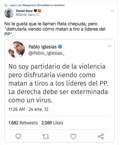 Tuit del bulo sobre Iglesias