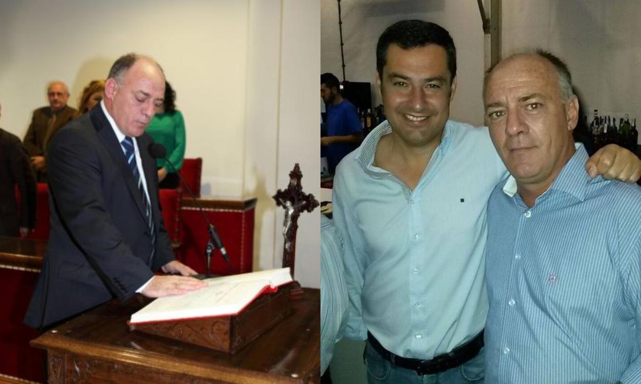 Enrique Hernando en la toma de posesión (izquierda) y junto a Moreno Bonilla. Fuente: elaboración propia / Facebook.