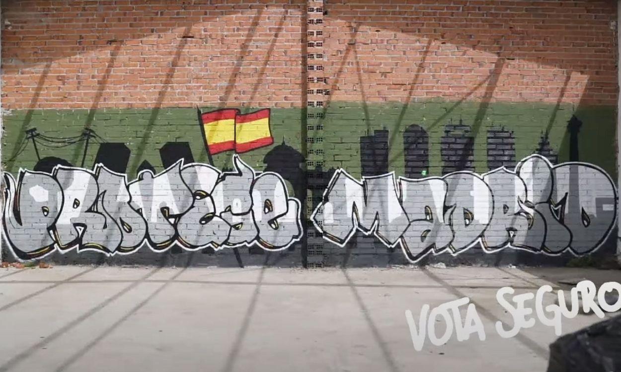 Grafiti en campaña electoral de Vox