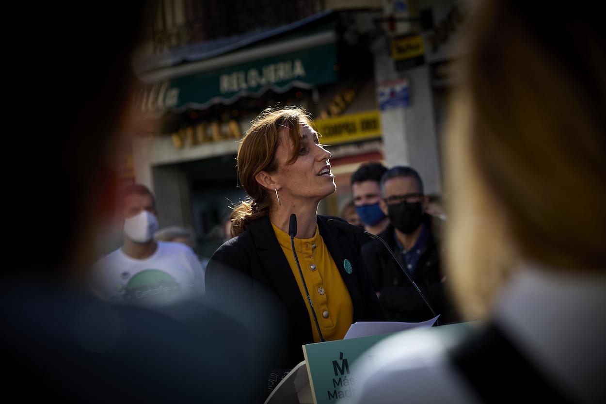 La candidata de Más Madrid a la Presidencia de la Comunidad de Madrid, Mónica García interviene en un acto del partido
