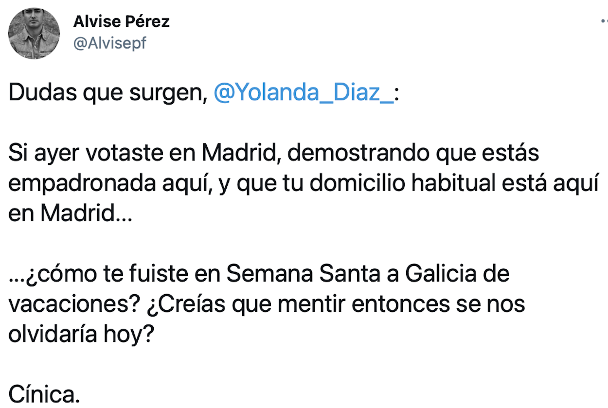 Captura del tuit de Alvise con un bulo Captura del tuit de Alvise con un bulo