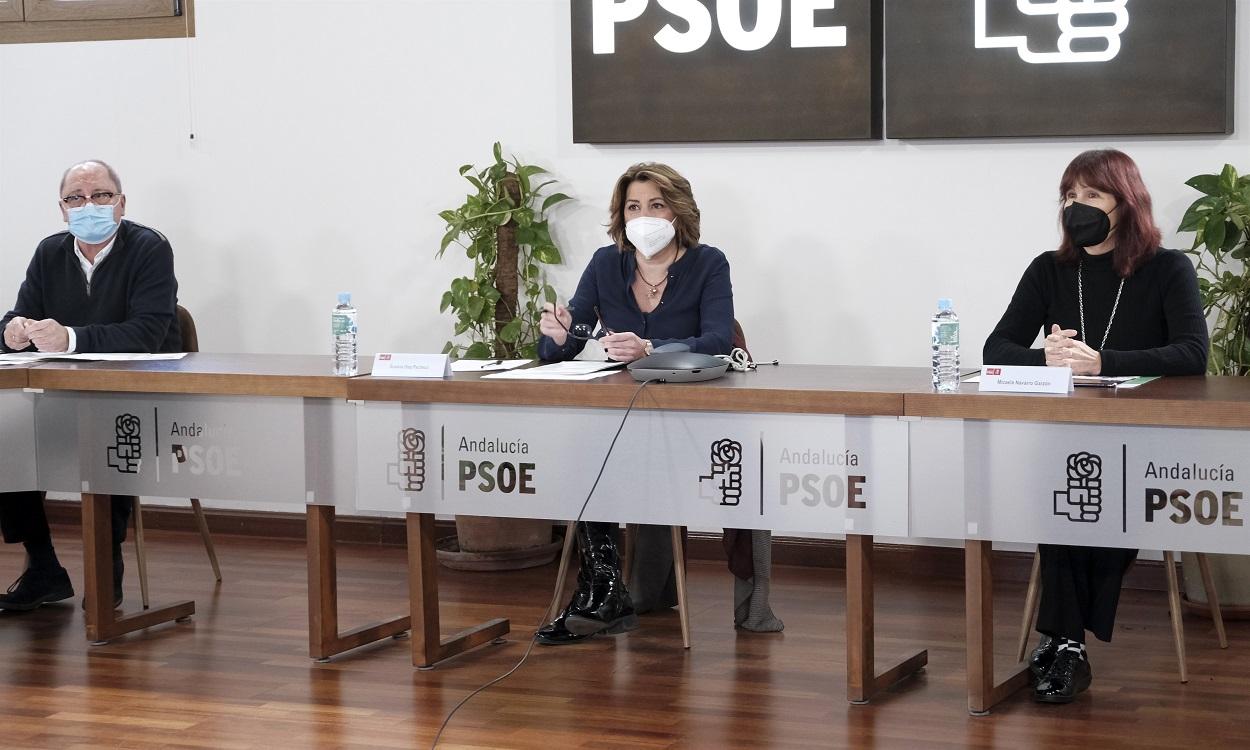 Susanna Diaz en la sede del PSOE de Andalucía. EP