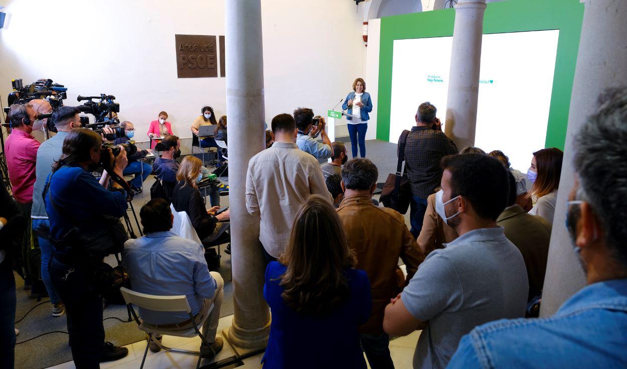 Susana Díaz, en la comparecencia de prensa de este jueves.