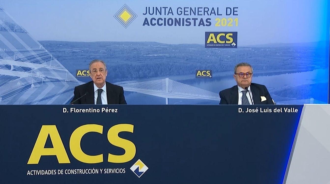 El presidente de ACS, Florentino Pérez, durante la celebración de la Junta General de Accionistas de la empresa. 