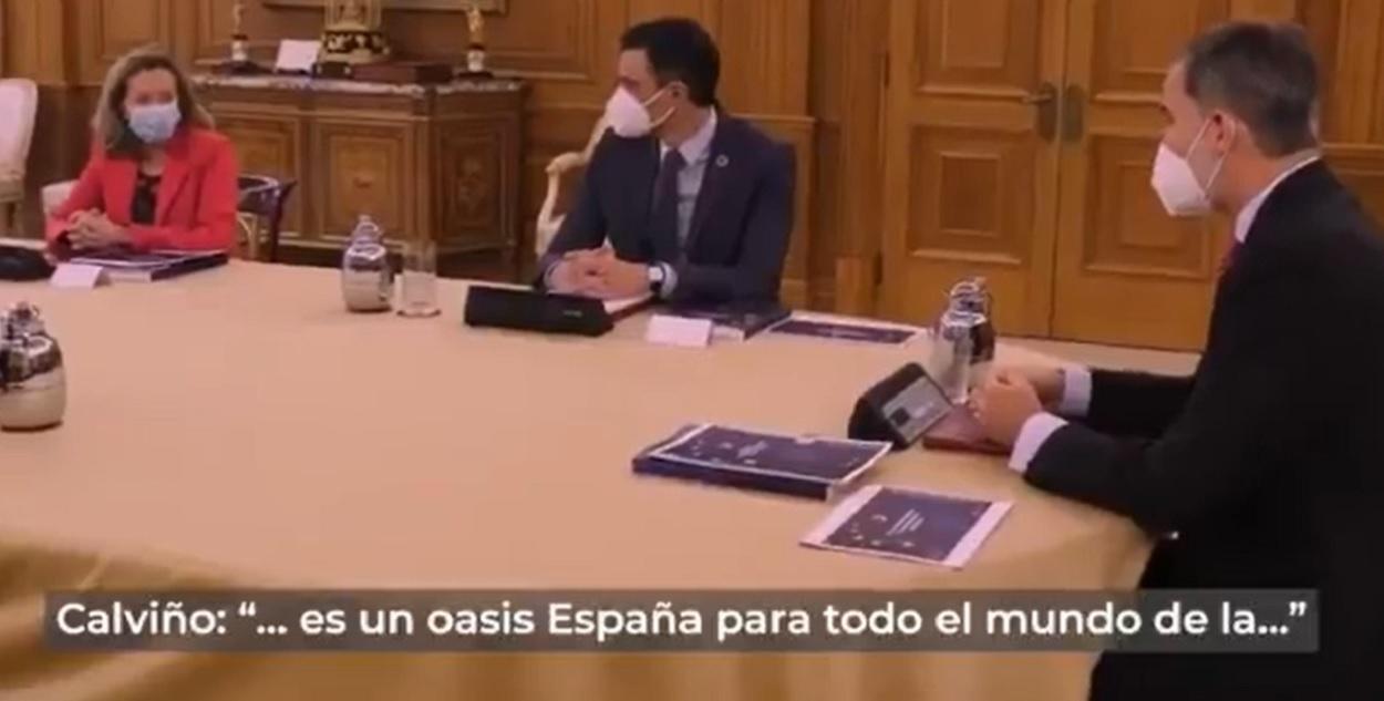 Reunión mantenida con Felipe VI, Pedro Sánchez y las cuatro vicepresidentas.