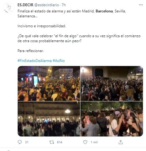 Fiestas en distintas ciudades de España para celebrar el fin del Estado de Alarma