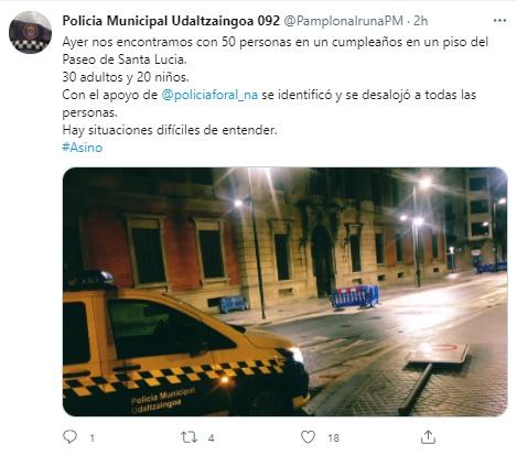 Tuit policía municipal Pamplona