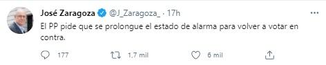 Mensaje sobre el PP y el Estado de Alarma de José Zaragoza