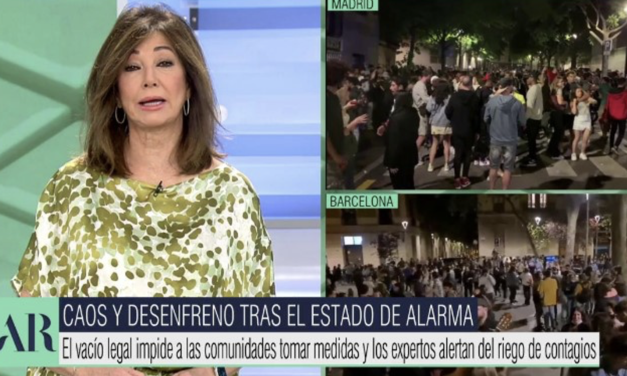 Ana Rosa carga contra Sánchez por los botellones de Madrid