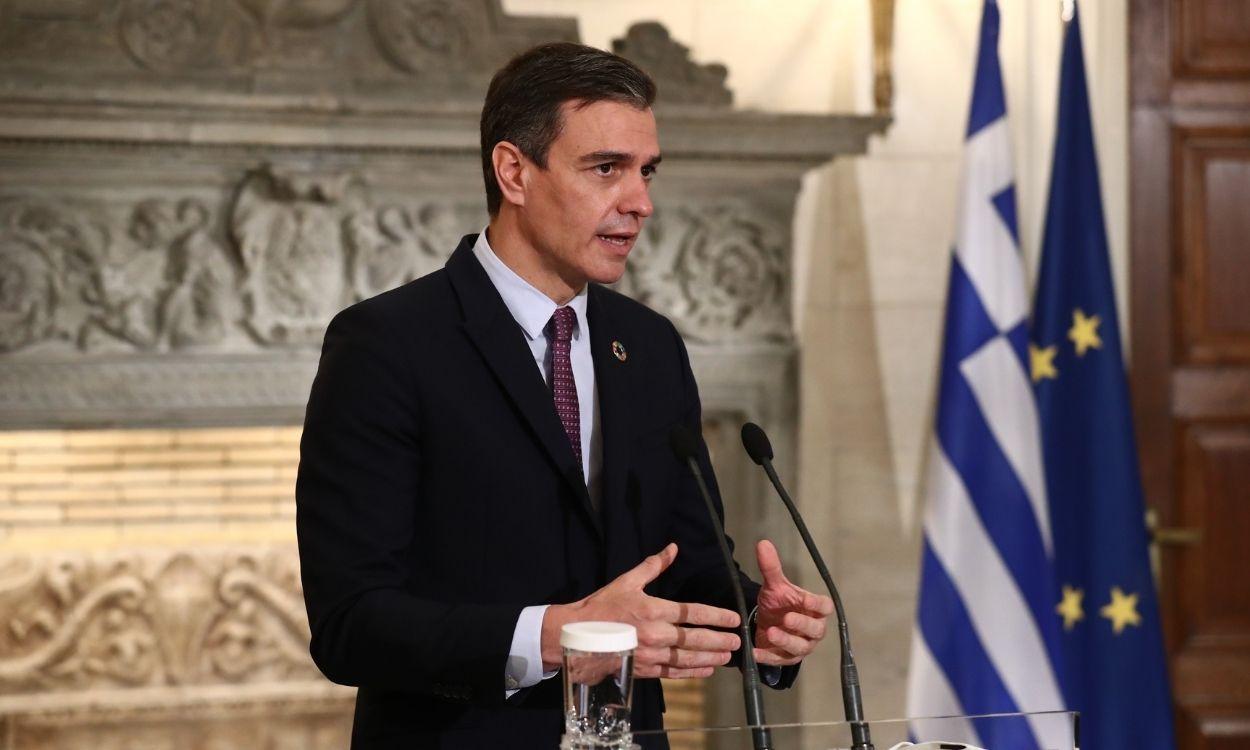 Pedro Sánchez en una rueda de prensa desde Atenas (Grecia). Europa Press.