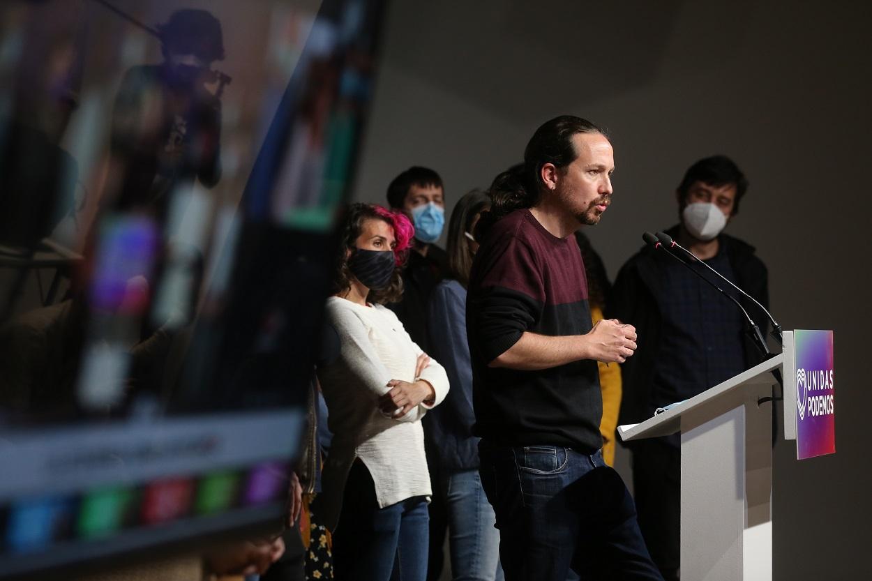 El candidato de Unidas Podemos a la presidencia de la Comunidad de Madrid y secretario general de Podemos, Pablo Iglesias. I.Infantes.