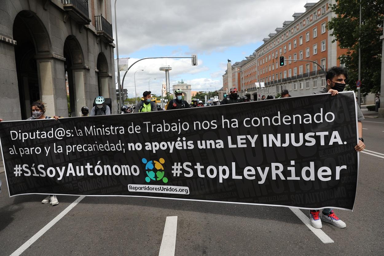 Manifestación de los 'riders' en Madrid. Europa Press