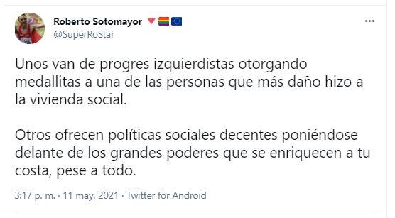 Tuit de Roberto Sotomayor