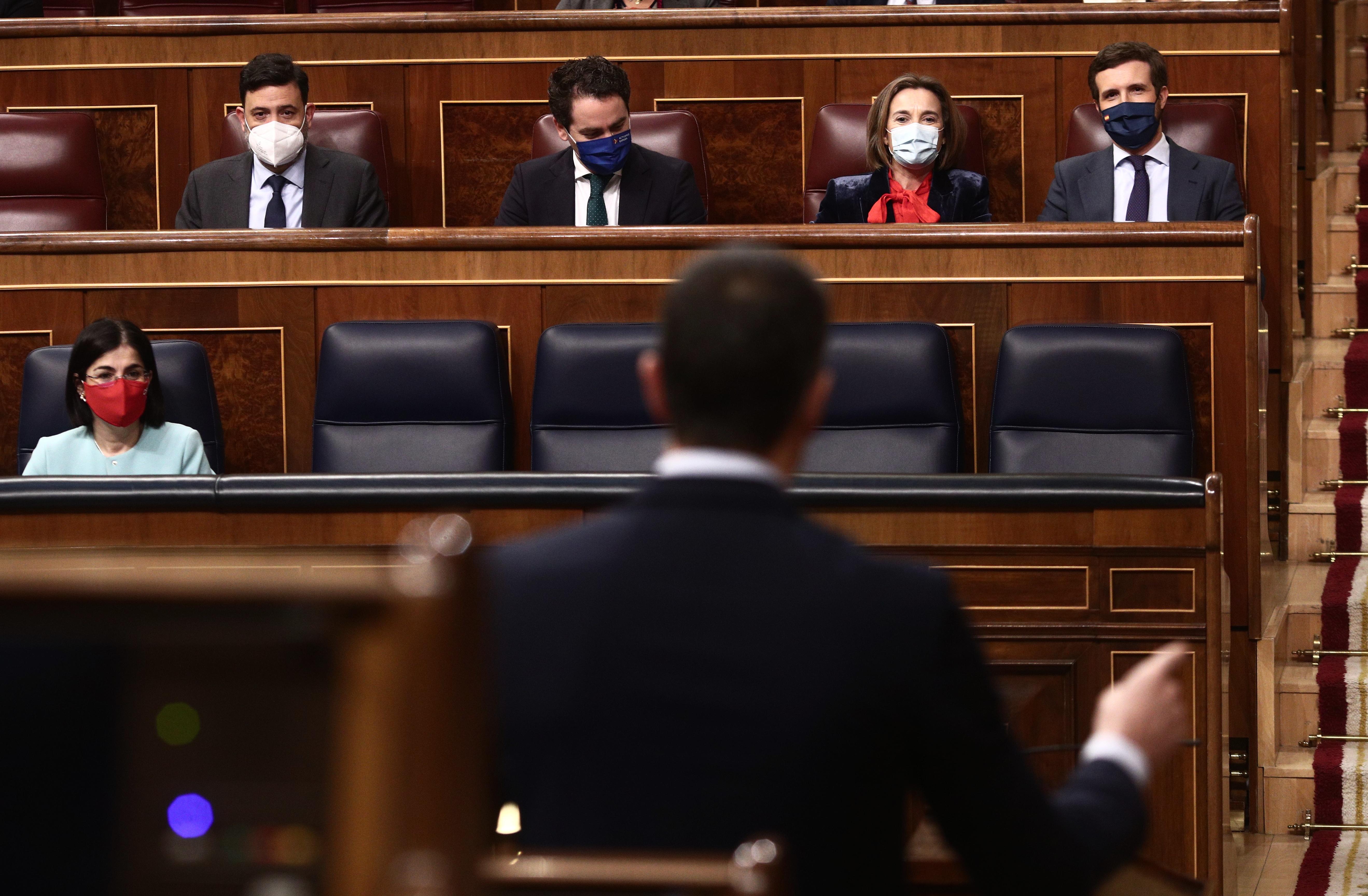 El presidente del Gobierno, Pedro Sánchez, interviene durante una sesión de Control al Gobierno en el Congreso de los Diputados, en Madrid, (España).