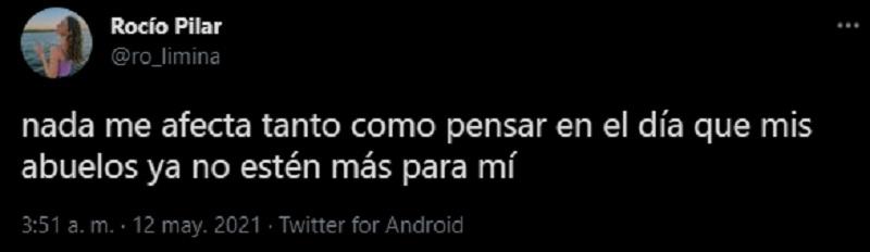Mensaje de una joven a su abuelo en Twitter Mensaje de una joven a su abuelo en Twitter