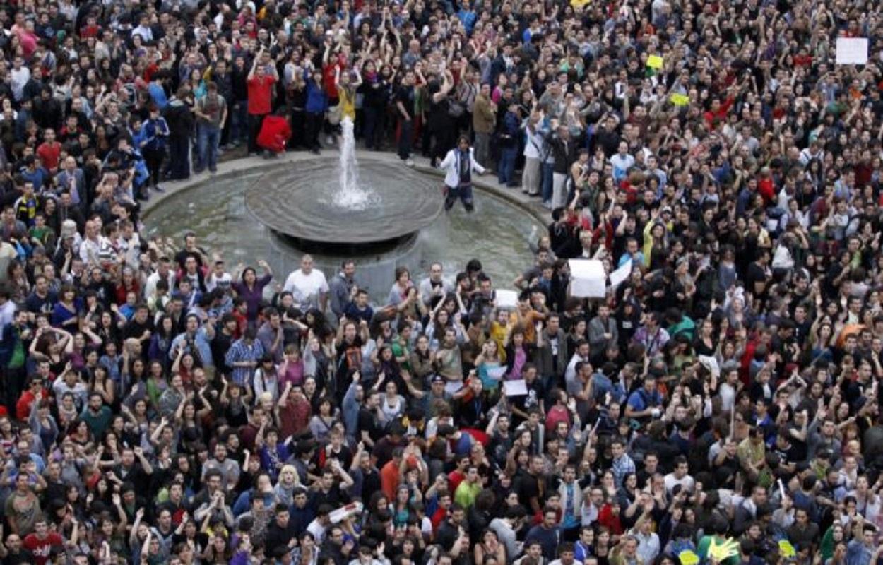 Indignados durante el 15M en Madrid. EP