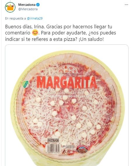 Mensaje de Mercadona sobre la Pizza Margarita