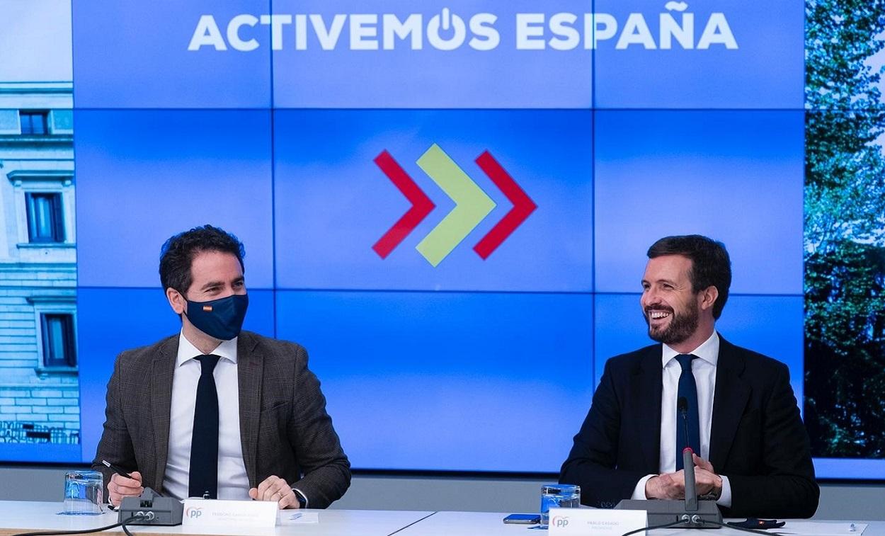 El presidente del PP, Pablo Casado, y el secretario general del PP, Teodoro García Egea. EP