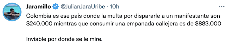 Tuit sobre la multa de Colombia