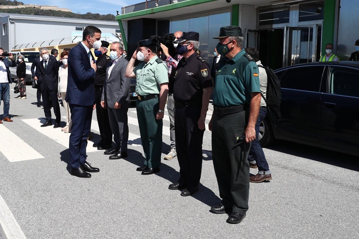 El presidente del Gobierno, Pedro Sánchez, a su llegada a Ceuta. Fuente: Europa Press.