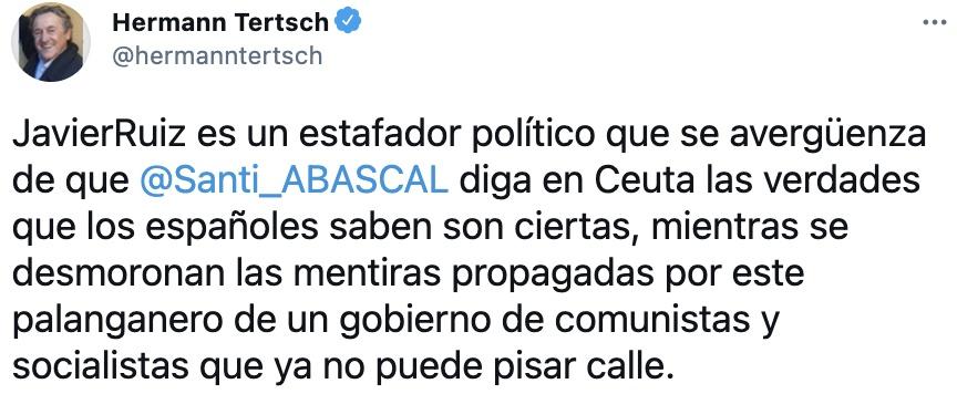 Tuit de Hermann a Javier Ruiz Tuit de Hermann a Javier Ruiz