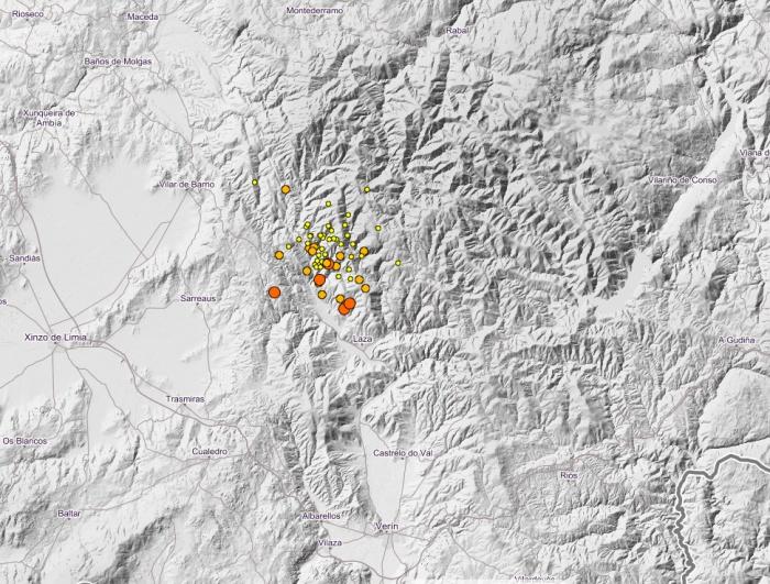 Mapa de los temblores extraído de la web del Instituto Geográfico Nacional. 