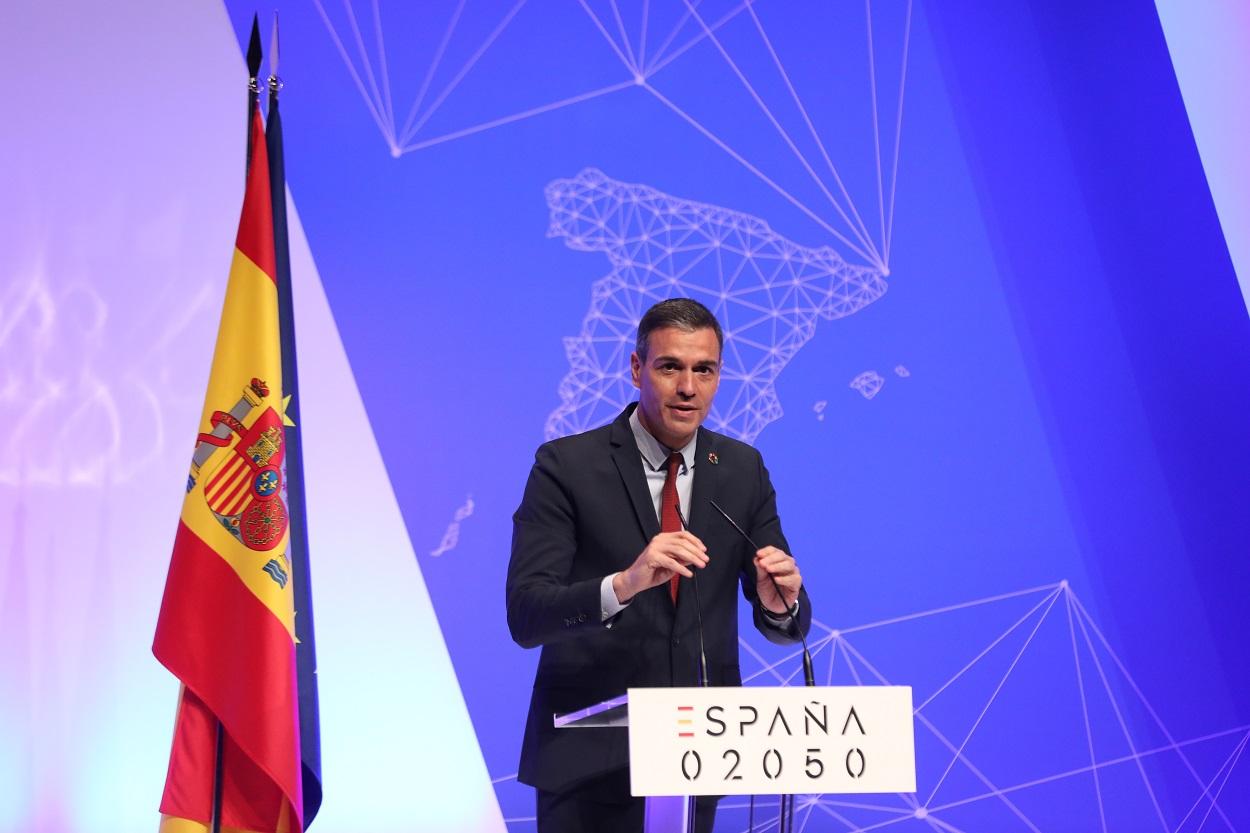 El presidente del Gobierno, Pedro Sánchez, durante la presentación del Plan. Europa Press